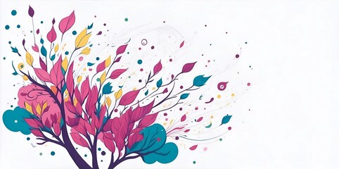 Abstract Sakura flowers cartoon. AI generated illustration
