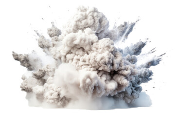 Bomb explosion with fire flames and smoke, isolated on transparent background