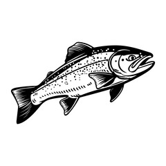 Trout fish woodcut print style vector