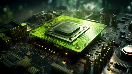 Green Aesthetics and Technological Precision in Futuristic Graphics Card