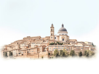 Obraz premium Panoramic view of Urbino city, Italy