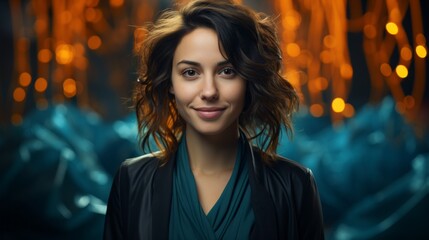 laughing girl on a blue background