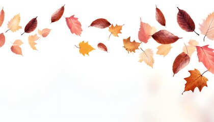 Autumn leaves on white background. Fall season. Vector illustration.