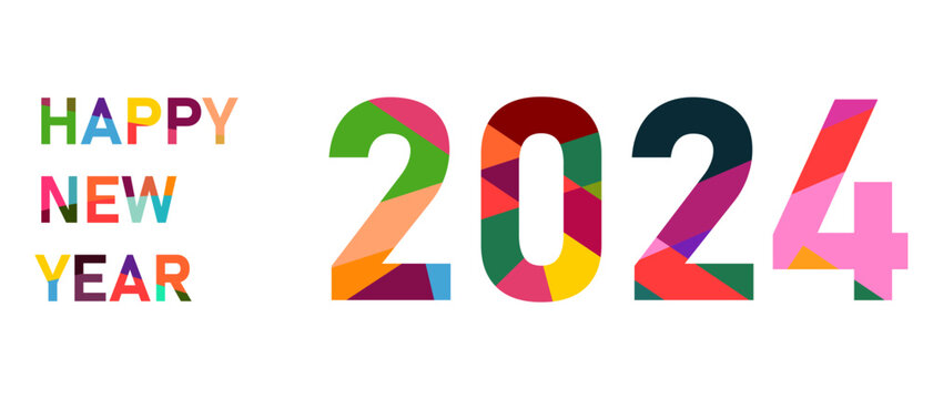 Happy New Year 2024 logo text design. 2024 number design template.