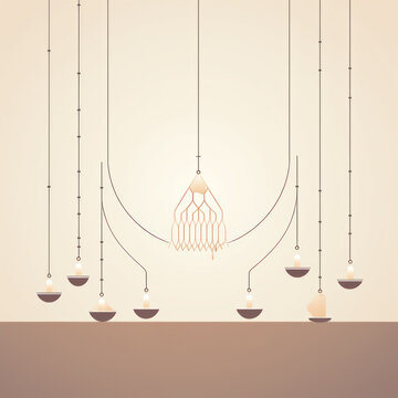 Banner for Yom Kippur holiday. Candles in candlesticks. Illustration in a minimalist style