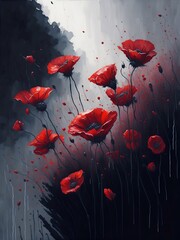 Poppies flowers. AI generated illustration