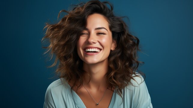 portrait of a laughing girl for street advertising