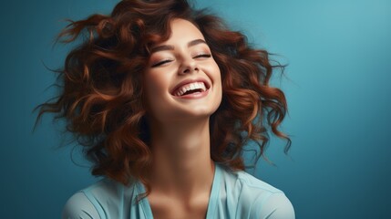 Fototapeta premium a woman enjoying life and laughing