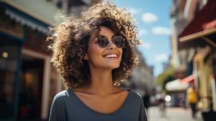 Fototapeta premium a woman enjoying life and laughing