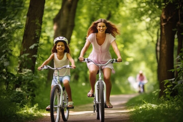 Naklejka premium Learning to ride a bike (AI Generated) 