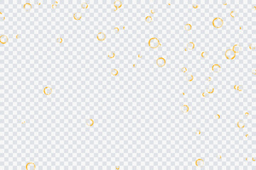 Golden air bubbles, oxygen, champagne crystal clear, isolated on a transparent background of modern design. Vector illustration of eps 10. © Yuriy