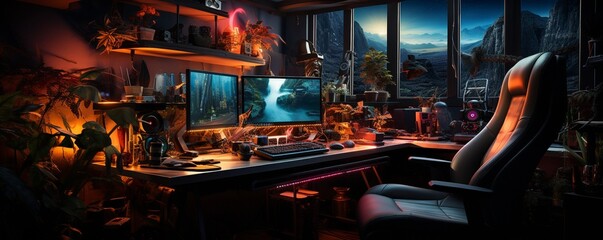 Professional gaming space with an extremely powerful computer.