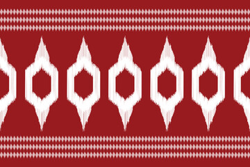 Ethnic Ikat fabric pattern geometric style.African Ikat embroidery Ethnic oriental pattern red background. Abstract,vector,illustration.Texture,clothing,frame,decoration,carpet,motif.