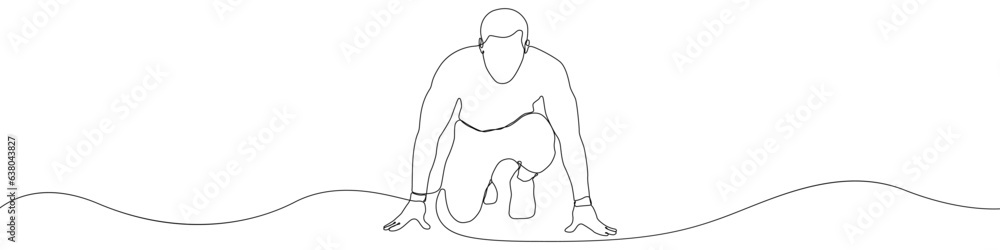 Poster runner icon line continuous drawing vector. one line athlete runs icon vector background. running ma