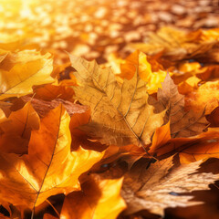 Naklejka na ściany i meble Sun-Kissed Autumn Foliage: Nature's Golden Palette