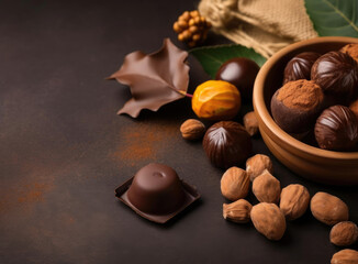 Chocolate candy, chestnuts and truffles