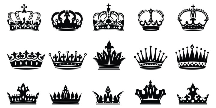 kings crown silhouette set