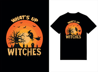 What's Up Witches Halloween T-shirt Design