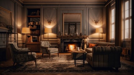 classic living room with fireplace