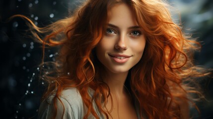 Fototapeta premium a young woman's face filled with joy