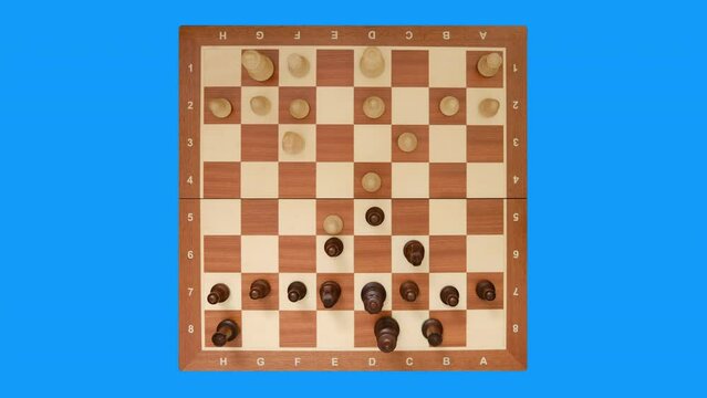 Short and long castling of the chess king and rook during the game, stop motion