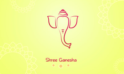 Lord Ganesha face vector graphic with gradient background 