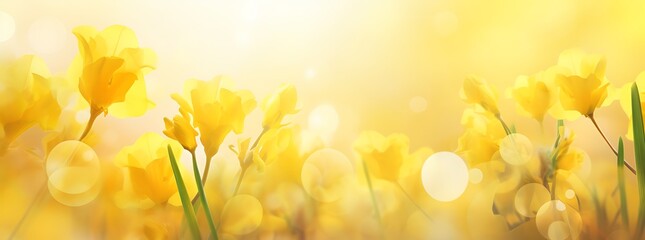 Fototapeta premium Yellow cosmos flowers with bokeh background, abstract nature background.