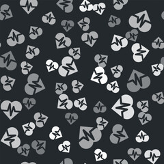 Fototapeta na wymiar Grey Health insurance icon isolated seamless pattern on black background. Patient protection. Security, safety, protection, protect concept. Vector.