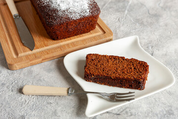 Lekach Yom Kippur jewish  honey spice cake. Close up, selective focus