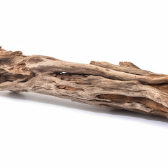 Driftwood. A piece of old wood on a white background.