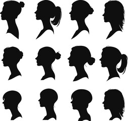 Male and female head silhouettes avatar, profile icons. Stock vector