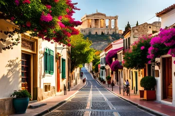 Foto op Canvas Buildings in the district of Plaka in Athens by the Acropolis © sarmad