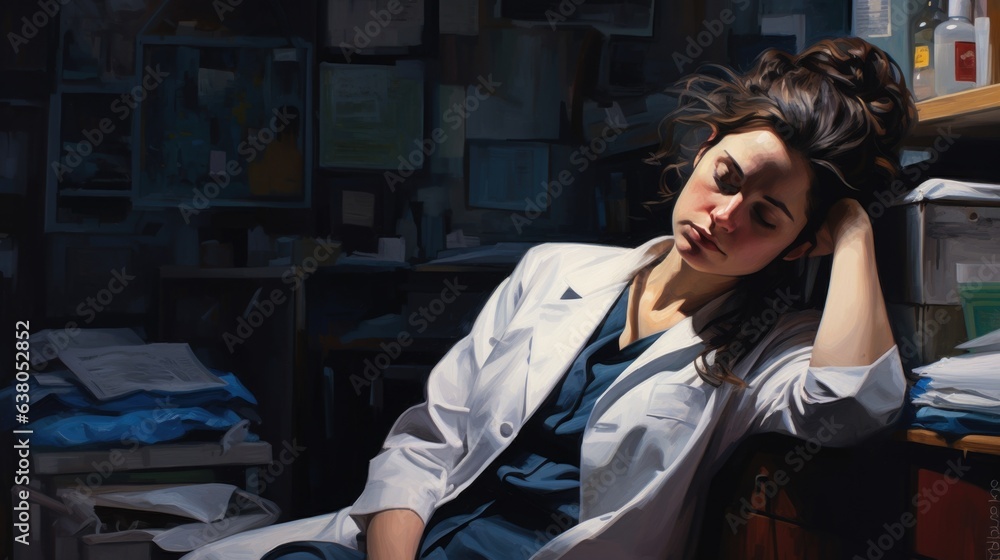 Canvas Prints A painting of a woman in a lab coat