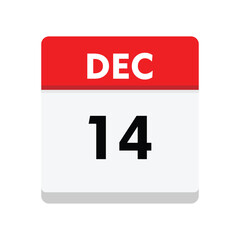 calender icon, 14 december icon with white background	