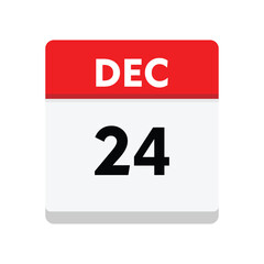 calender icon, 24 december icon with white background	