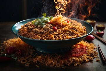 Tempting Hot Spicy Noodles Generative AI