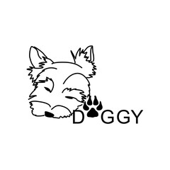 Dog logo. Yorkshire Terrier icon black and white