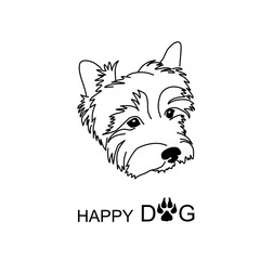 Dog logo. Yorkshire Terrier icon black and white