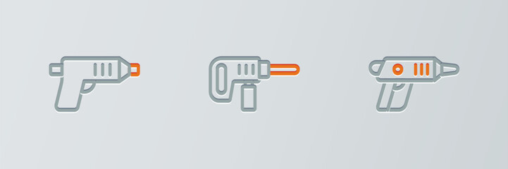 Set line Electric cordless screwdriver, and drill machine icon. Vector