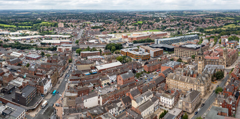 Obraz premium Aerial panorama of Wakefield in West Yorkshire