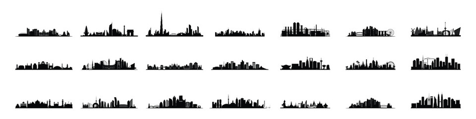 set of buildings silhouette