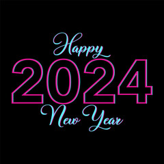 Happy New year 2024 lettering vector.