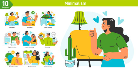 Fototapeta premium Minimalist lifestyle set. Simple and restrained living practices. Modern