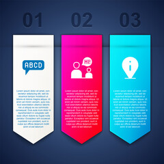 Set Alphabet, Two sitting men talking and Information. Business infographic template. Vector