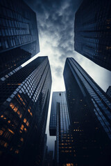 Fototapeta na wymiar Skyscrapers, business landscape background. Generative AI