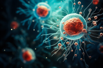 Microscope illustration of human cell 