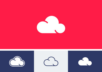 cloud flat icons - cloud icon pack set in outline and solid style. website and computing icon