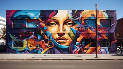 World of Street Art, where vibrant and captivating murals decorate the city walls, serving as a vibrant reflection of the city's artistic spirit and creative energy. Generative AI - obrazy, fototapety, plakaty