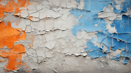 Abstract patterns in the layers of paint on a weathered wall 