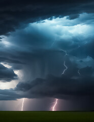 Thunderclouds with thunderstorm tornado